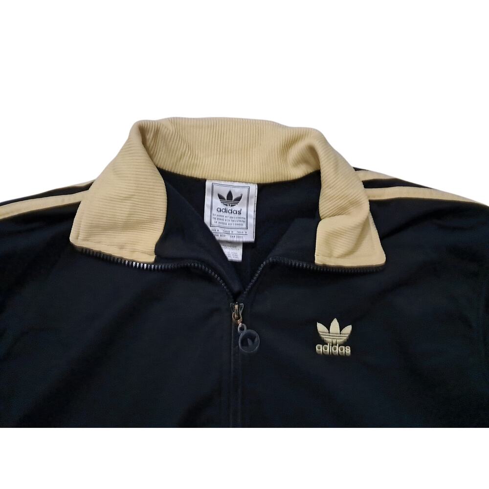 ADIDAS Vtg Mens Varsity Track Jacket Sz M Yellow Trim Zip Front Athletic Sporty - Picture 5 of 6